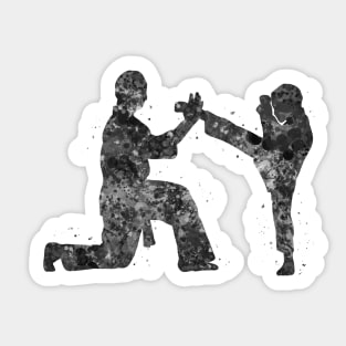 Taekwondo training black and white Sticker